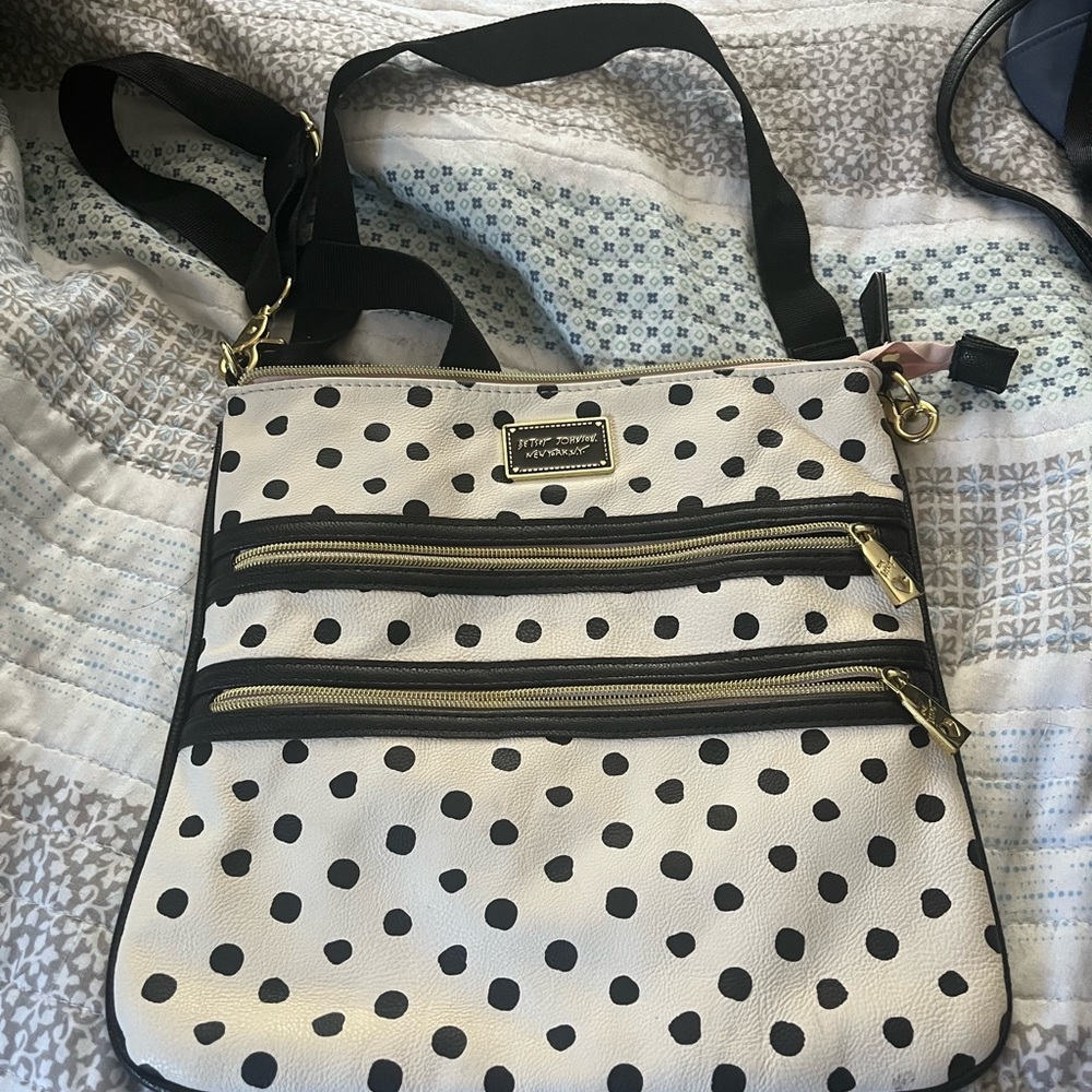 Betsey Johnson Black and White Polka Dot Crossbody Bag